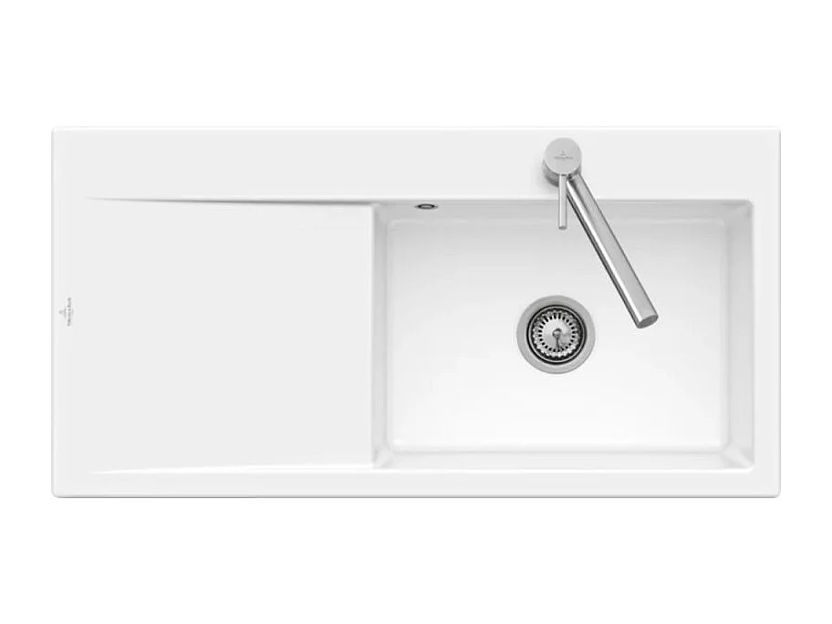 Evier a encastrer VILLEROY ET BOCH Subway Style 60 vidage automatique Blanc CeramicPlus cuve a gauche