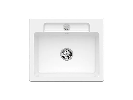 Evier 1 bac VILLEROY ET BOCH Siluet 60 S Snow White CeramicPlus avec vidage automatique