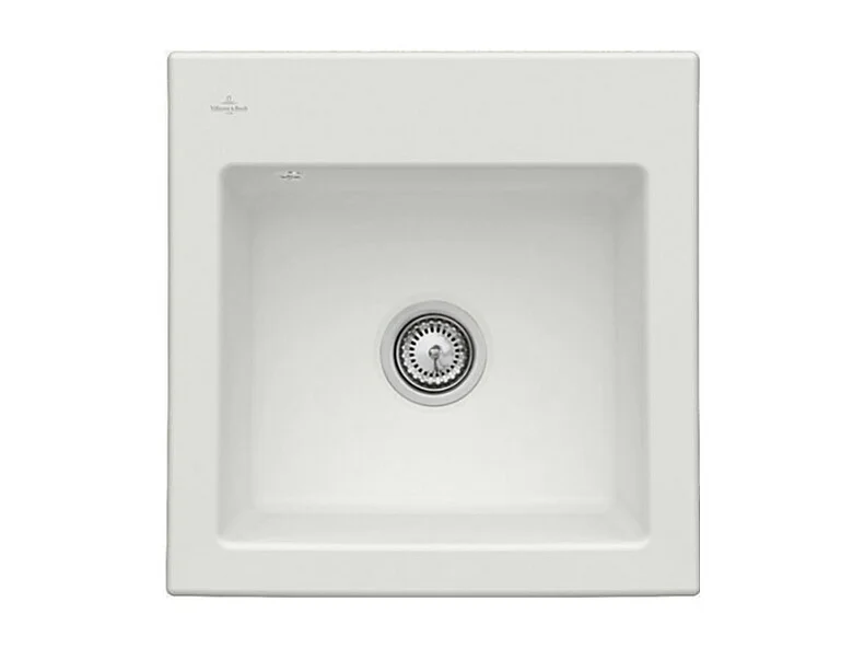 Evier VILLEROY ET BOCH Subway 50 S 52,5 x 51 cm sans egouttoir Steam CeramicPlus avec vidage manuel