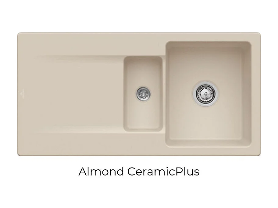 Evier 1 bac 1/2 VILLEROY ET BOCH Siluet 60 R Almond CeramicPlus avec vidage manuel