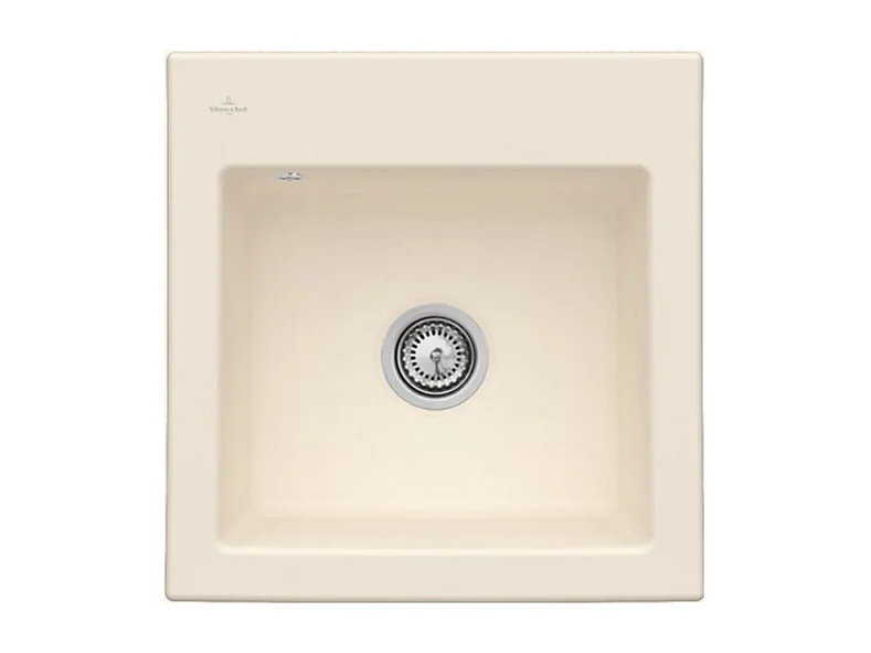 Evier VILLEROY ET BOCH Subway 50 S 52,5 x 51 cm sans egouttoir Ivory CeramicPlus avec vidage manuel