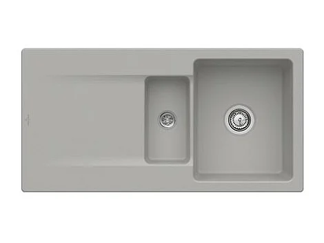 Evier 1 bac 1/2 VILLEROY ET BOCH Siluet 60 R Fossile CeramicPlus avec vidage automatique