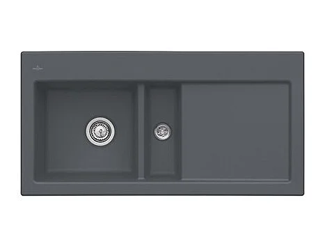Evier 1 cuve et demi VILLEROY ET BOCH Subway 60 100 x 51 cm egouttoir a droite Graphite CeramicPlus