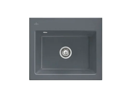 Evier VILLEROY ET BOCH Subway 60 S 60 x 51cm sans egouttoir Graphite CeramicPlus avec vidage automatique