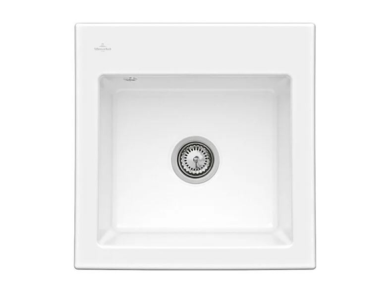 Evier VILLEROY ET BOCH Subway 50 S 52,5 x 51 cm sans egouttoir Snow White CeramicPlus avec vidage manuel