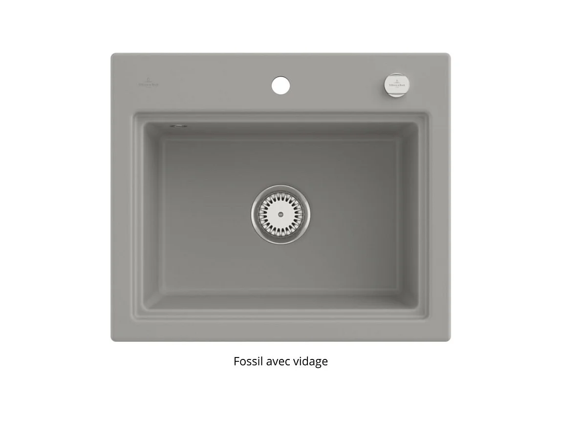 Evier VILLEROY ET BOCH Subway Style 60 S Fossil CeramicPlus vidage automatique finition aluminum brossé