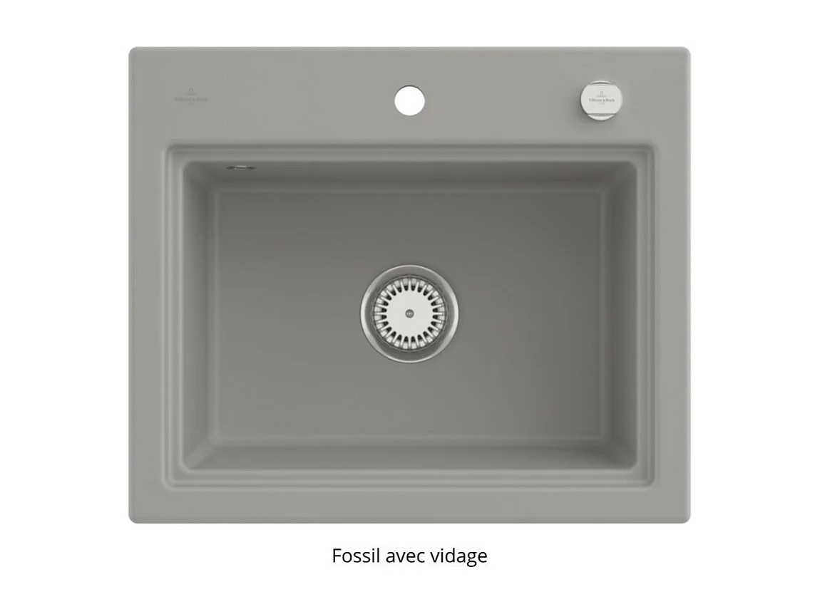 Evier VILLEROY ET BOCH Subway Style 60 S Fossil CeramicPlus vidage automatique finition aluminum brossé