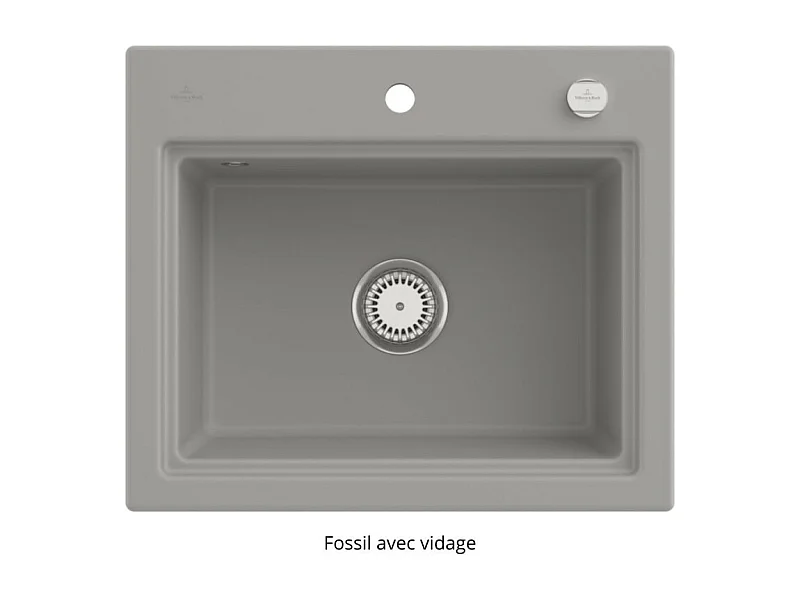 Evier VILLEROY ET BOCH Subway Style 60 S Fossil CeramicPlus vidage automatique finition aluminum brossé