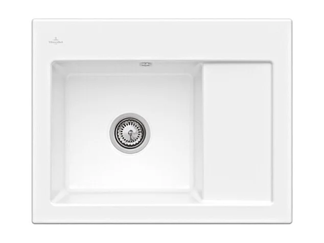 Evier 1 bac VILLEROY ET BOCH Subway 45 Compact 65 x 51 cm egouttoir a droite Snow White CeramicPlus