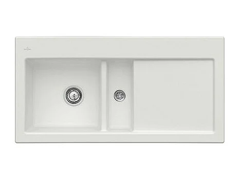 Evier 1 cuve et demi VILLEROY ET BOCH Subway 60 100 x 51 cm egouttoir a droite Steam CeramicPlus