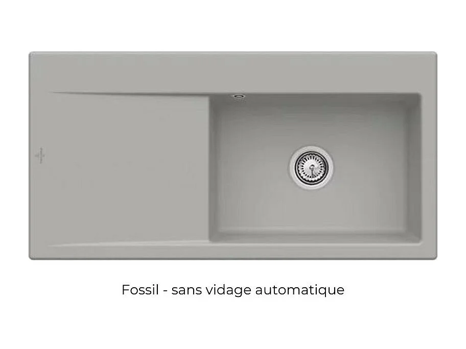 Evier a encastrer 1 bac VILLEROY ET BOCH Subway Style 60 egouttoir à gauche vidage Fossil CeramicPlus