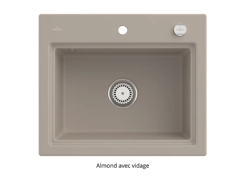 Evier VILLEROY ET BOCH Subway Style 60 S Almond CeramicPlus vidage automatique finition anthracite