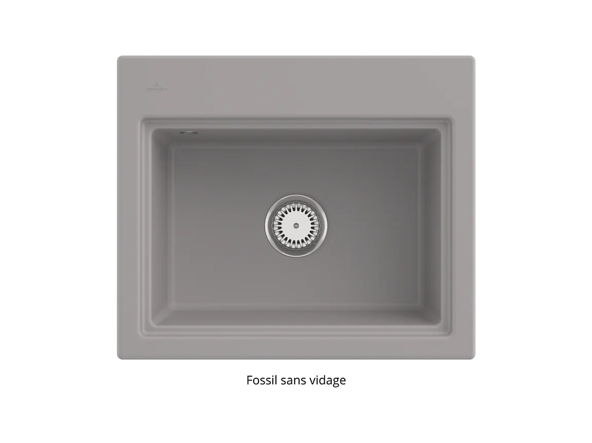 Evier VILLEROY ET BOCH Subway Style 60 S Fossil CeramicPlus vidage manuel finition aluminum brossé