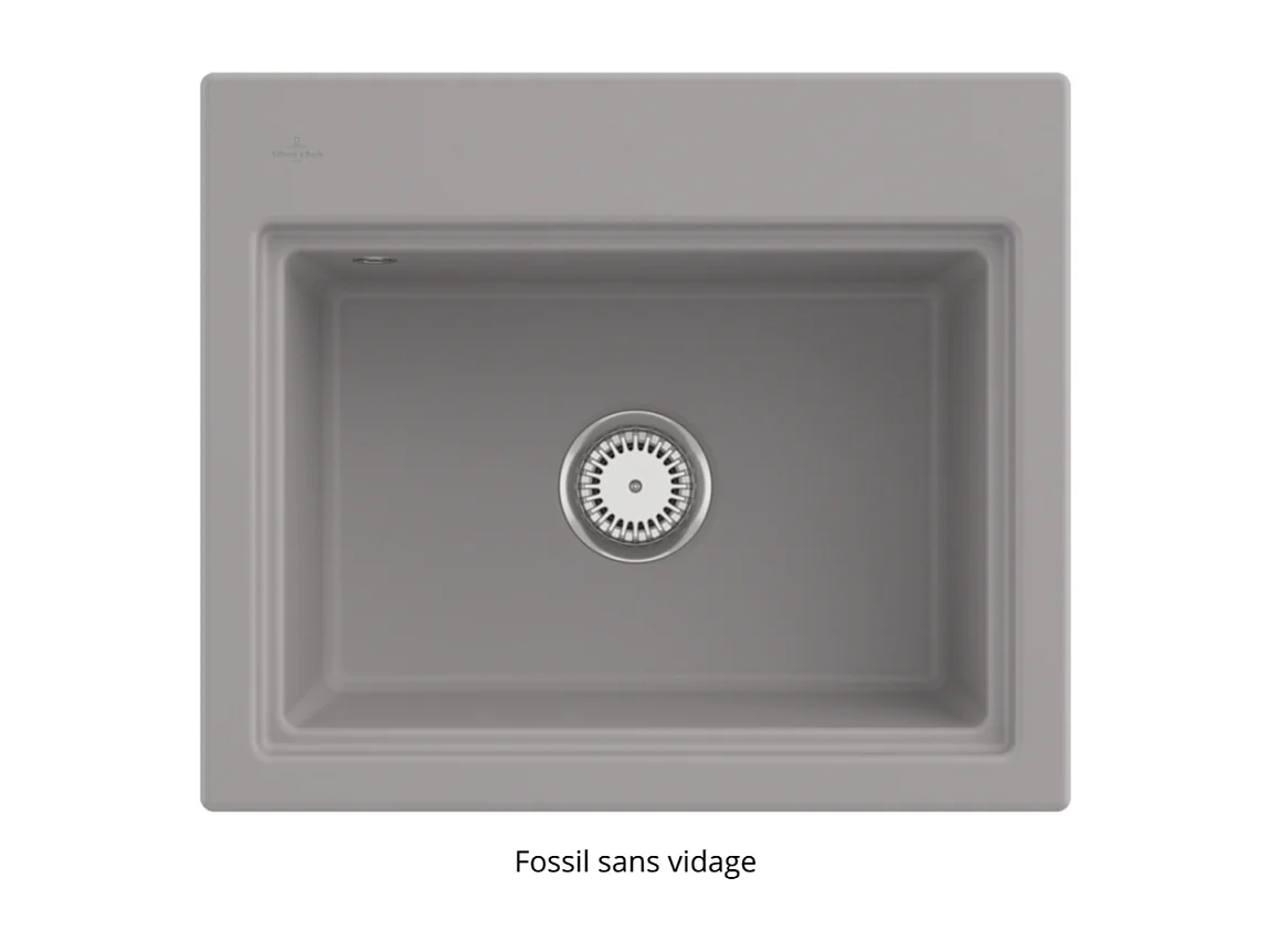 Evier VILLEROY ET BOCH Subway Style 60 S Fossil CeramicPlus vidage manuel finition aluminum brossé
