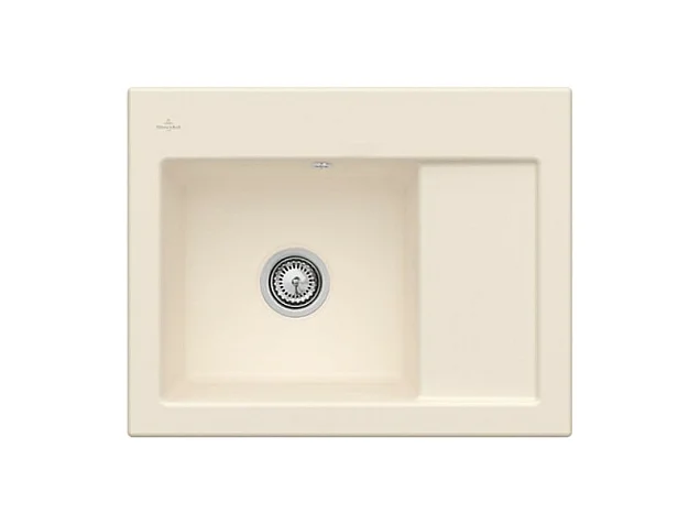 Evier 1 bac VILLEROY ET BOCH Subway 45 Compact 65 x 51 cm egouttoir a droite Ivory CeramicPlus