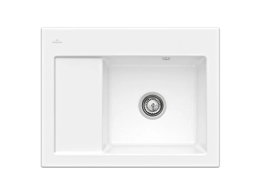 Evier 1 bac VILLEROY ET BOCH Subway 45 Compact 65 x 51 cm egouttoir a gauche Blanc CeramicPlus