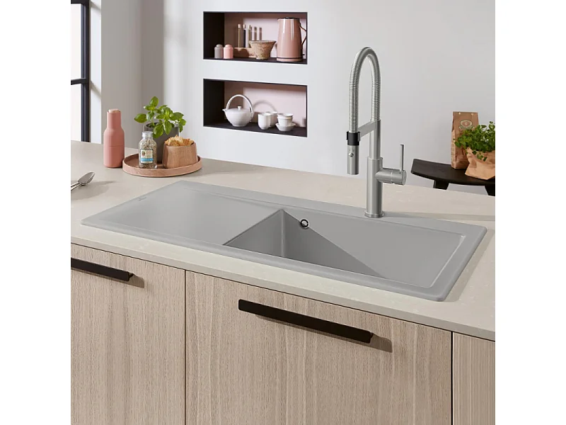 Evier a encastrer VILLEROY ET BOCH Subway Style 60 vidage auto Fossil CeramicPlus cuve a droite