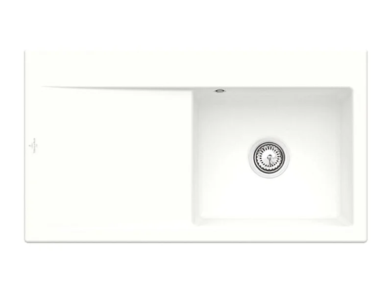 Evier 1 cuve avec vidage automatique VILLEROY ET BOCH Subway 50 flat blanc ceramic plus