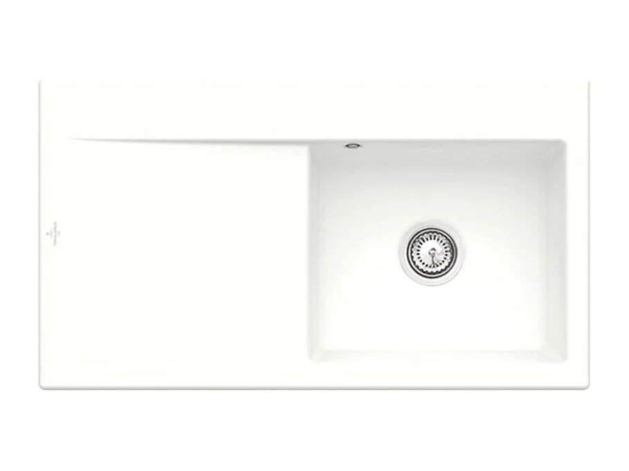 Evier 1 cuve avec vidage automatique VILLEROY ET BOCH Subway 50 flat blanc ceramic plus