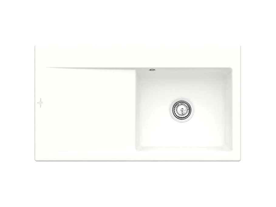 Evier 1 cuve avec vidage automatique VILLEROY ET BOCH Subway 50 flat blanc ceramic plus