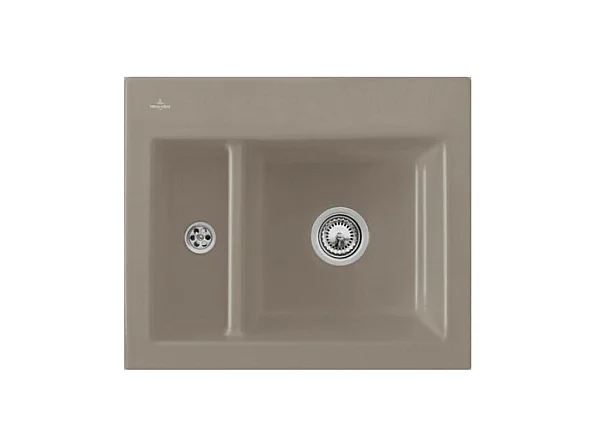 Evier 1 cuve et demi VILLEROY ET BOCH Subway 60 XM 62 x 51 cm sans egouttoir Timber CeramicPlus avec vidage automatique