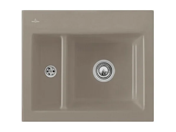 Evier 1 cuve et demi VILLEROY ET BOCH Subway 60 XM 62 x 51 cm sans egouttoir Timber CeramicPlus avec vidage automatique