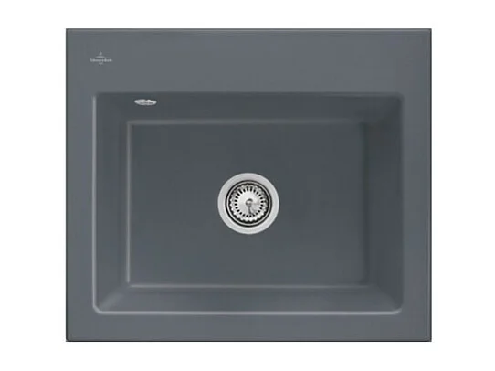 Evier VILLEROY ET BOCH Subway 60 S 60 x 51cm sans egouttoir Graphite CeramicPlus avec vidage manuel