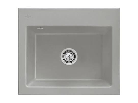 Evier VILLEROY ET BOCH Subway 60 S 60 x 51cm sans egouttoir Fossile CeramicPlus avec vidage automatique