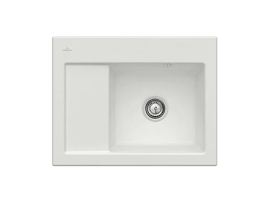 Evier 1 bac VILLEROY ET BOCH Subway 45 Compact 65 x 51 cm egouttoir a gauche Steam CeramicPlus avec vidage automatique