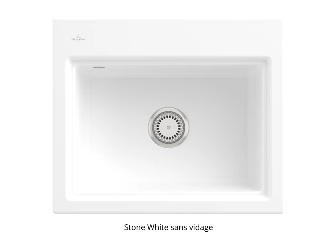 Evier VILLEROY ET BOCH Subway Style 60 S Stone white CeramicPlus vidage manuel finition anthracite