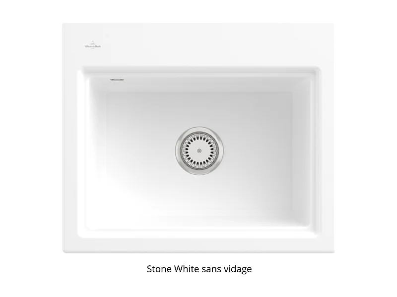 Evier VILLEROY ET BOCH Subway Style 60 S Stone white CeramicPlus vidage manuel finition anthracite