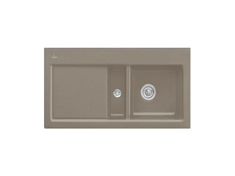 Evier 1 cuve et demi VILLEROY ET BOCH Subway 60 100 x 51 cm egouttoir a gauche Timber CeramicPlus avec vidage manuel