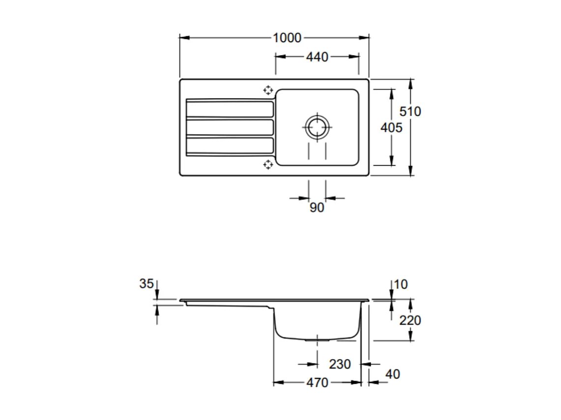 Evier 100x 51 cm VILLEROY ET BOCH Architectura 60 Fossile vidage automatique inclus