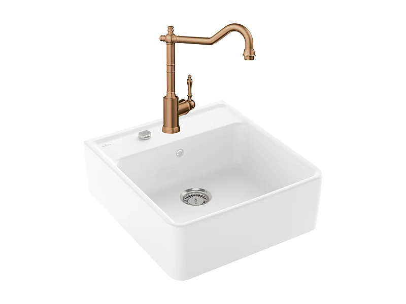 Evier VILLEROY ET BOCH Timbre d'office Tradition 1 bac vidage auto + Robinet de cuisine Avia 2.0 Bronze