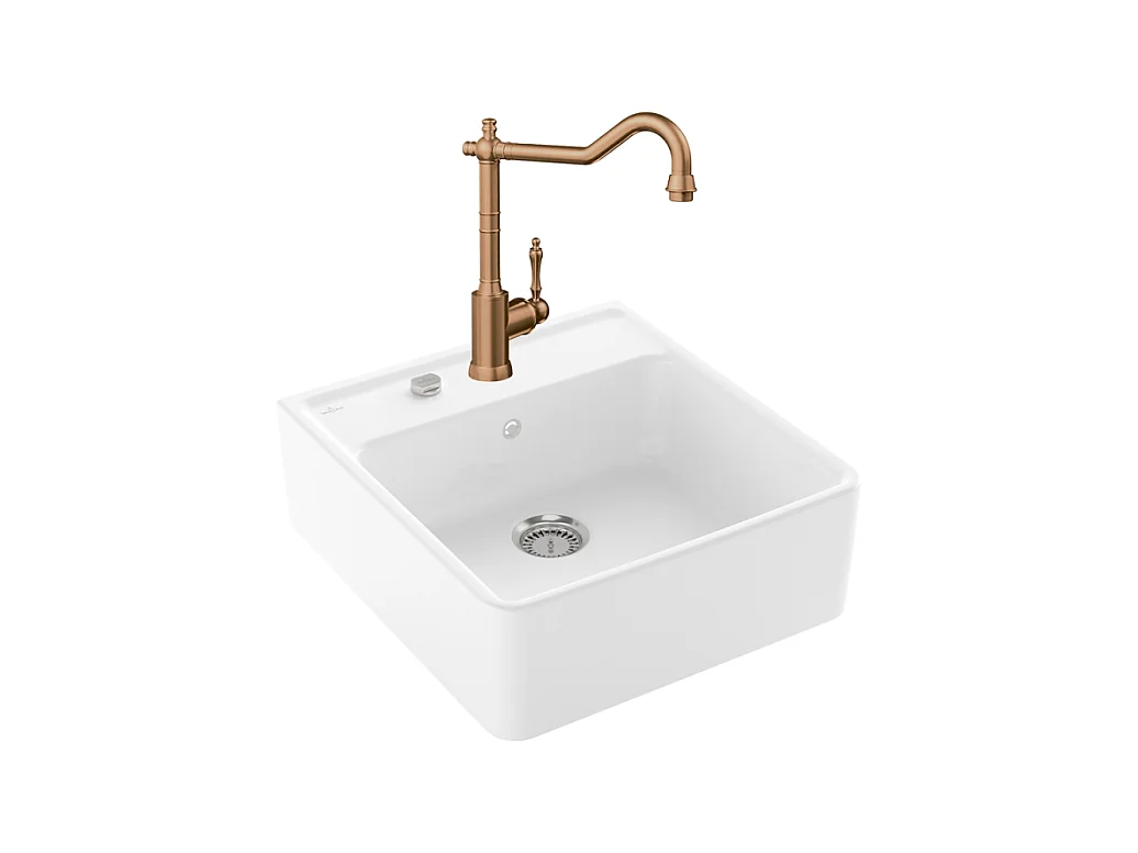 Evier VILLEROY ET BOCH Timbre d'office Tradition 1 bac vidage auto + Robinet de cuisine Avia 2.0 Bronze