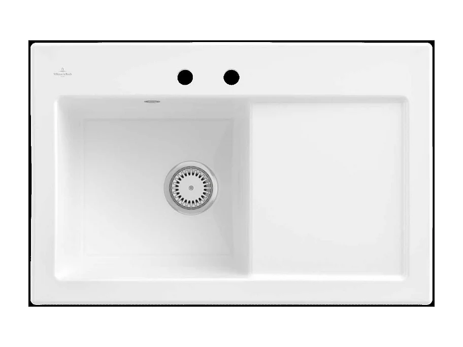 Evier 1 bac avec egouttoir a droite VILLEROY ET BOCH Subway Pure 45 78 x 51 cm Blanc vidage automatique inclus