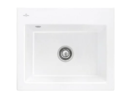 Evier VILLEROY ET BOCH Subway 60 S 60 x 51cm sans egouttoir Snow White CeramicPlus avec vidage automatique