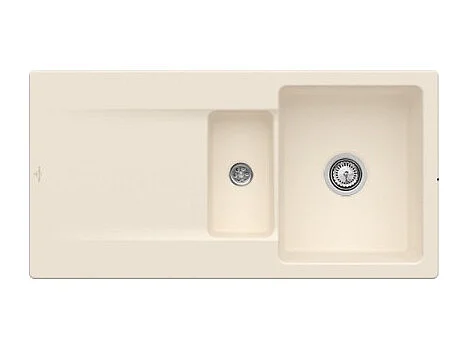 Evier 1 bac 1/2 VILLEROY ET BOCH Siluet 60 R Ivory CeramicPlus avec vidage automatique