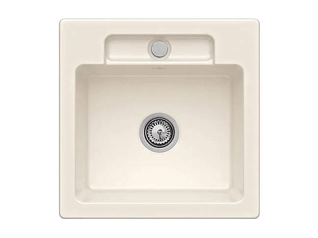 Evier 1 bac VILLEROY ET BOCH Siluet 50 S Crème CeramicPlu avec vidage manuel