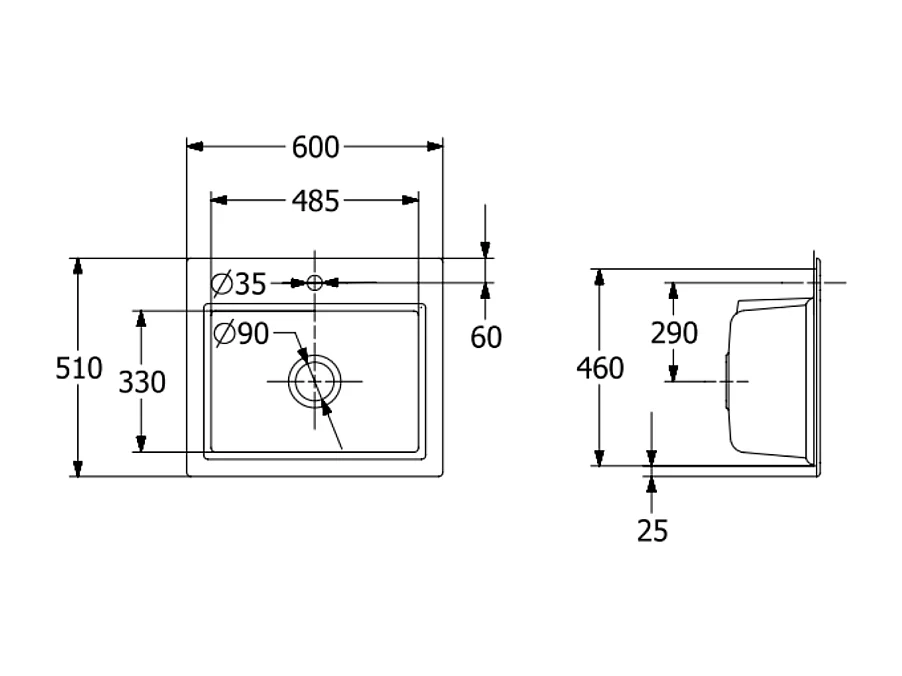 Evier VILLEROY ET BOCH Subway Style 60 S Blanc CeramicPlus vidage manuel finition anthracite