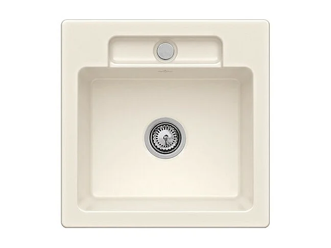 Evier 1 bac VILLEROY ET BOCH Siluet 50 S Crème CeramicPlus avec vidage automatique