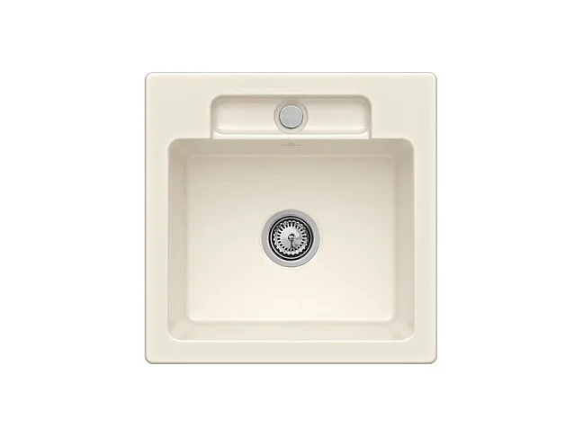 Evier 1 bac VILLEROY ET BOCH Siluet 50 S Crème CeramicPlus avec vidage automatique