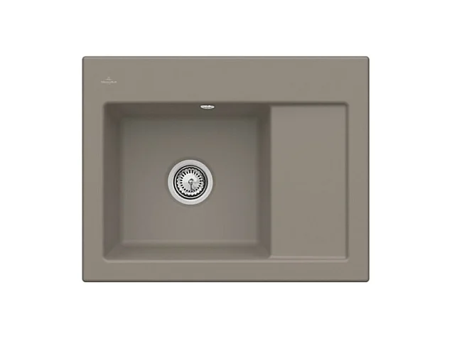 Evier 1 bac VILLEROY ET BOCH Subway 45 Compact 65 x 51 cm egouttoir a droite Timber CeramicPlus avec vidage manuel
