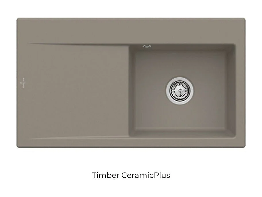 Evier cuve à droite avec vidage VILLEROY ET BOCH Subway 50, timber ceramic plus