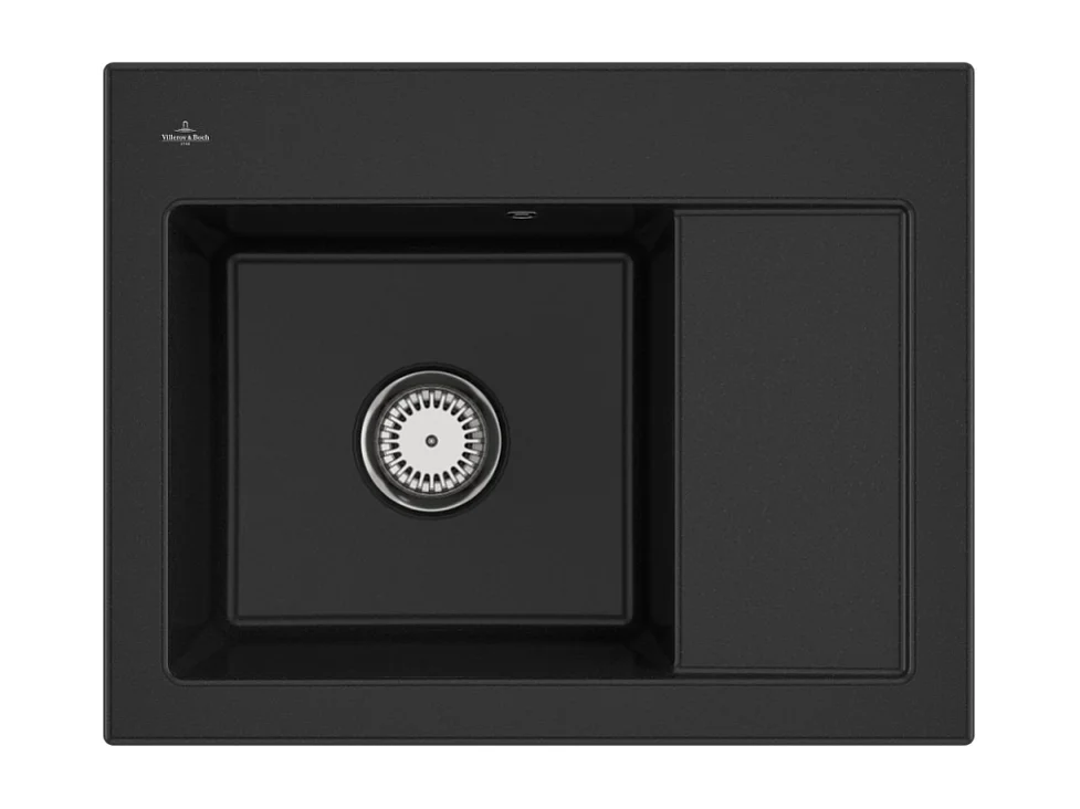 Evier 1 bac VILLEROY ET BOCH Subway 45 Compact 65 x 51 cm egouttoir a droite Chromite CeramicPlus avec vidage manuel