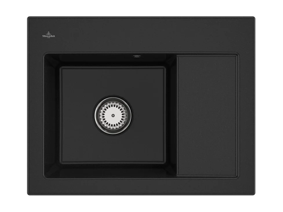 Evier 1 bac VILLEROY ET BOCH Subway 45 Compact 65 x 51 cm egouttoir a droite Chromite CeramicPlus avec vidage manuel