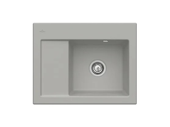 Evier 1 bac VILLEROY ET BOCH Subway 45 Compact 65 x 51 cm egouttoir a gauche Fossile CeramicPlus