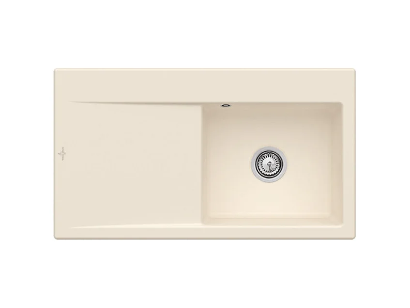 Evier 1 cuve avec vidage automatique VILLEROY ET BOCH Subway 50 flat, ivory ceramic plus