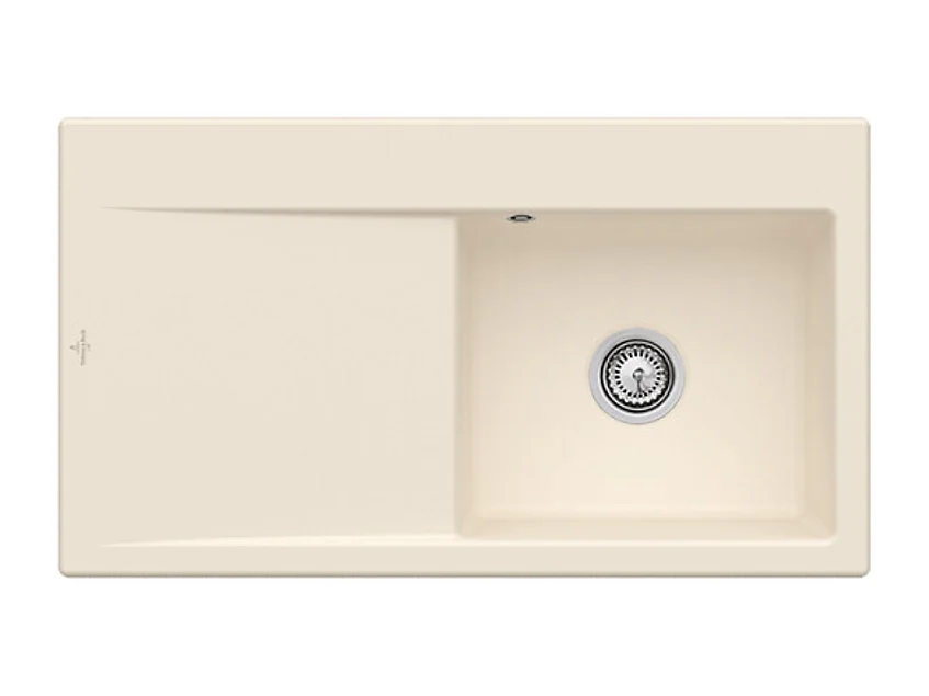 Evier 1 cuve avec vidage automatique VILLEROY ET BOCH Subway 50 flat, ivory ceramic plu