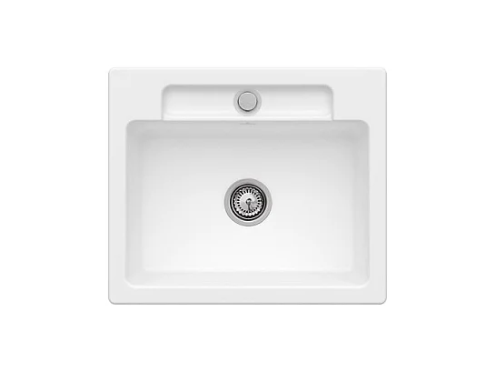 Evier 1 bac VILLEROY ET BOCH Siluet 60 S Stone White CeramicPlus avec vidage automatique